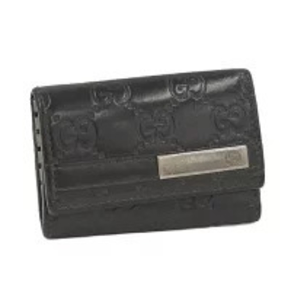Gucci Key Case Wallet Gucci Guccissima Leather Plate Black